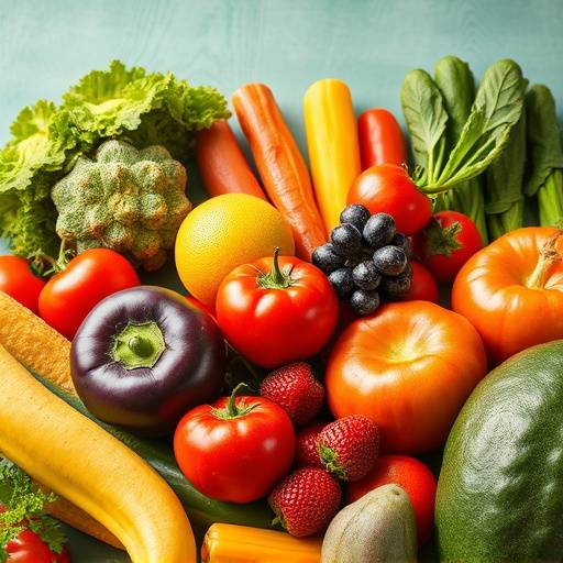 A vibrant image of fruits and vegetables, symbolizing healthy eating.