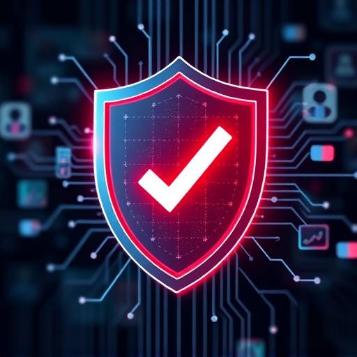 Digital shield with a checkmark inside, symbolizing data security and protection.