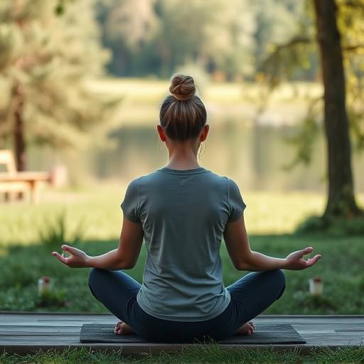 Person meditating in a peaceful outdoor setting