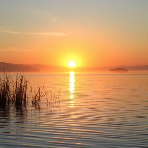 Sunrise over a tranquil lake, representing a refreshed morning